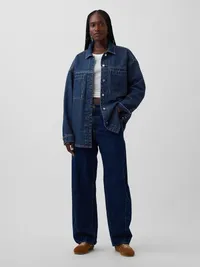 Denim Oversized Shirt Jacket - Medium wash — view 2