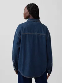 Denim Oversized Shirt Jacket - Medium wash — view 3
