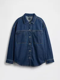 Denim Oversized Shirt Jacket - Medium wash — view 5