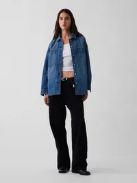 Denim Oversized Shirt Jacket - Medium wash — view 2