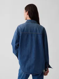 Denim Oversized Shirt Jacket - Medium wash — view 3