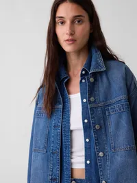 Denim Oversized Shirt Jacket - Medium wash — view 4