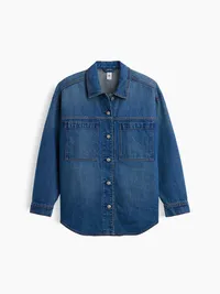 Denim Oversized Shirt Jacket - Medium wash — view 5