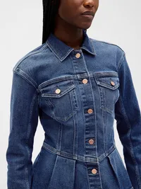 Denim Peplum Jacket - Worn medium blue — view 2