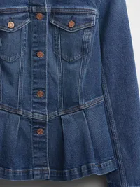 Denim Peplum Jacket - Worn medium blue — view 3
