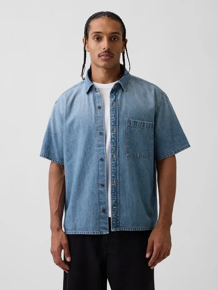Denim Relaxed Shirt - Medium wash
