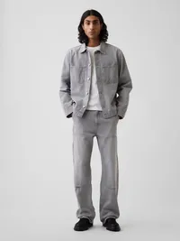 Denim Relaxed Utility Shirt Jacket - Grey sky — view 2