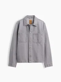 Denim Relaxed Utility Shirt Jacket - Grey sky — view 5