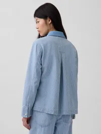 Denim Stripe Chore Jacket - Railroad blue stripe — view 3
