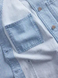 Denim Stripe Chore Jacket - Railroad blue stripe — view 5