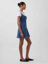 Denim Zip-Front Mini Dress - Medium wash — view 3
