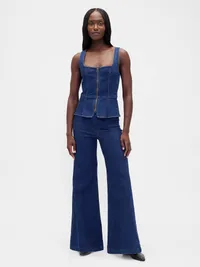 Denim Zip Vest - Dark wash — view 2
