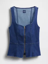 Denim Zip Vest - Dark wash — view 5