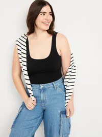 Double-Layer Scoop-Neck Bodysuit - Black Jack — view 3