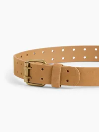 Double-Prong Suede Belt - Deep camel — view 4