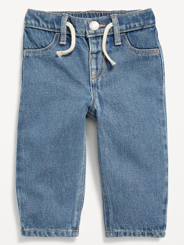 Drawstring Barrel-Leg Jeans for Baby - Medium Wash