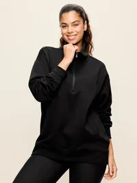 Dynamic Fleece Half-Zip Tunic Sweatshirt - Black Jack — view 5