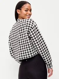 Dynamic Fleece Oversized Crop Sweatshirt - Black/White Gingham — view 2