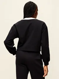 Dynamic Fleece Oversized Cropped Sweatshirt - Black Jack — view 2