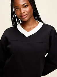 Dynamic Fleece Oversized Cropped Sweatshirt - Black Jack — view 4