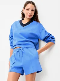 Dynamic Fleece Oversized Cropped Sweatshirt - Cloisonne — view 3