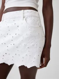 Embroidered Mini Skirt - Fresh white — view 4