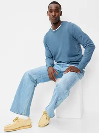 Essential Crew-Neck Sweater - Medium Blue Heather — view 3