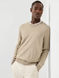 Essential Crew-Neck Sweater - New Tan Heather — view 3