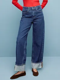 Extra High-Waisted Cuffed Wide-Leg Jeans - Dawn Cuff — view 2