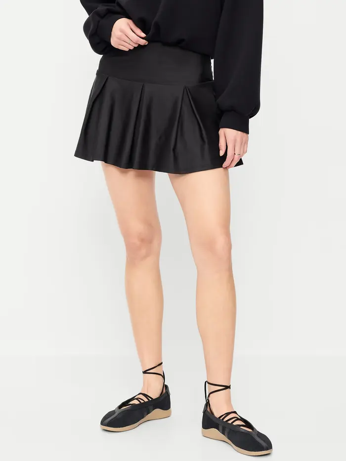 Extra High-Waisted Drop-Waist PowerSoft Skort - Black Jack