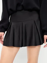 Extra High-Waisted Drop-Waist PowerSoft Skort - Black Jack — view 3