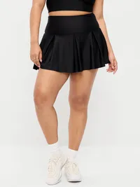 Extra High-Waisted Drop-Waist PowerSoft Skort - Black Jack — view 4