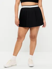 Extra High-Waisted Micro-Pleated Skort - Black Jack — view 3