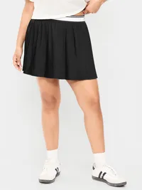 Extra High-Waisted Micro-Pleated Skort - Black Jack — view 5