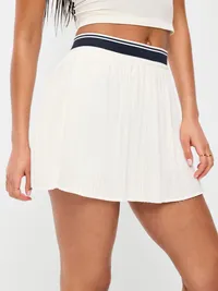 Extra High-Waisted Micro-Pleated Skort - Magnolia — view 3