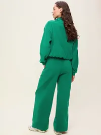 Extra High-Waisted Performance Fleece Wide-Leg Sweatpants - Java Fern — view 3