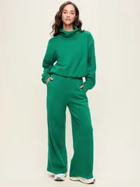 Extra High-Waisted Performance Fleece Wide-Leg Sweatpants - Java Fern — view 2