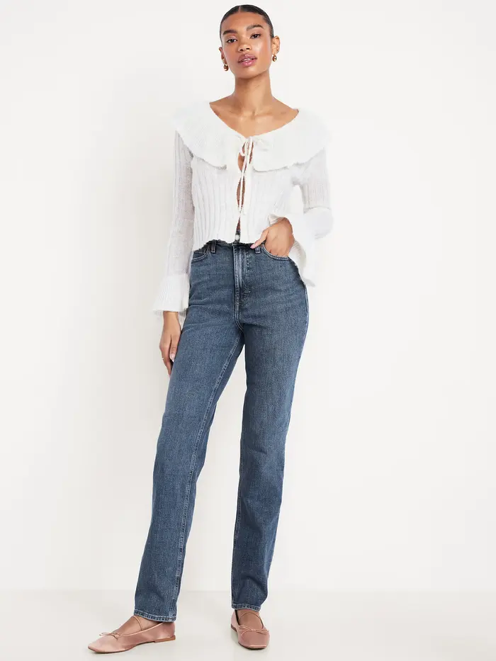 Extra High-Waisted Straight Jeans - Medium Wash