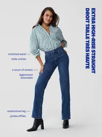 Extra High-Waisted Straight Jeans - Medium Wash — view 5