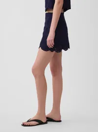 Eyelet Mini Skort - Navy blue uniform — view 3