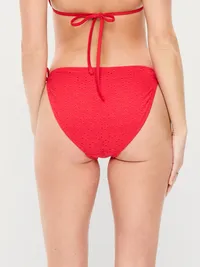 Eyelet String Bikini Swim Bottoms - Amaryllis — view 2