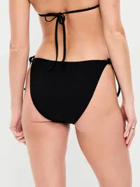 Eyelet String Bikini Swim Bottoms - Black Jack — view 2