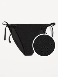 Eyelet String Bikini Swim Bottoms - Black Jack — view 4