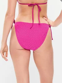 Eyelet String Bikini Swim Bottoms - Dragonfruit — view 2