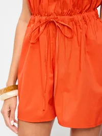 Eyelet Tie-Strap Romper - Moonfish Orange — view 4