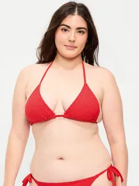 Eyelet Triangle String Bikini Swim Top - Amaryllis — view 5