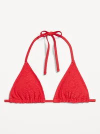 Eyelet Triangle String Bikini Swim Top - Amaryllis — view 4