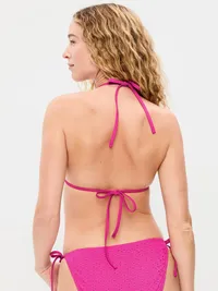 Eyelet Triangle String Bikini Swim Top - Dragon Fruit — view 2