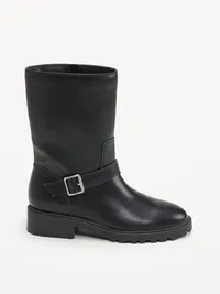 Faux-Leather Moto Boots for Women - Black Jack — view 3