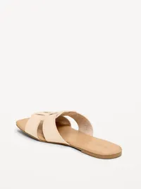 Faux-Leather Slide Sandals - Bone — view 5